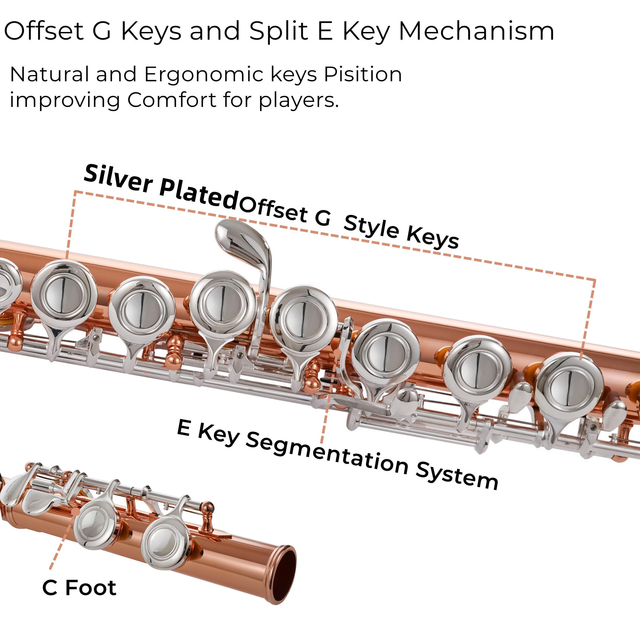 KAYATA Flutes, Closed Hole C 16 Keys Flute Instrument, Student Flute for Beginner Advanced Player with Flute Cleaning Kit, Carry